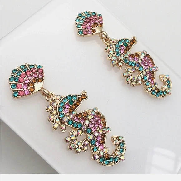Colorful Seahorse Dangle Earrings NWT‎ - Picture 4 of 5